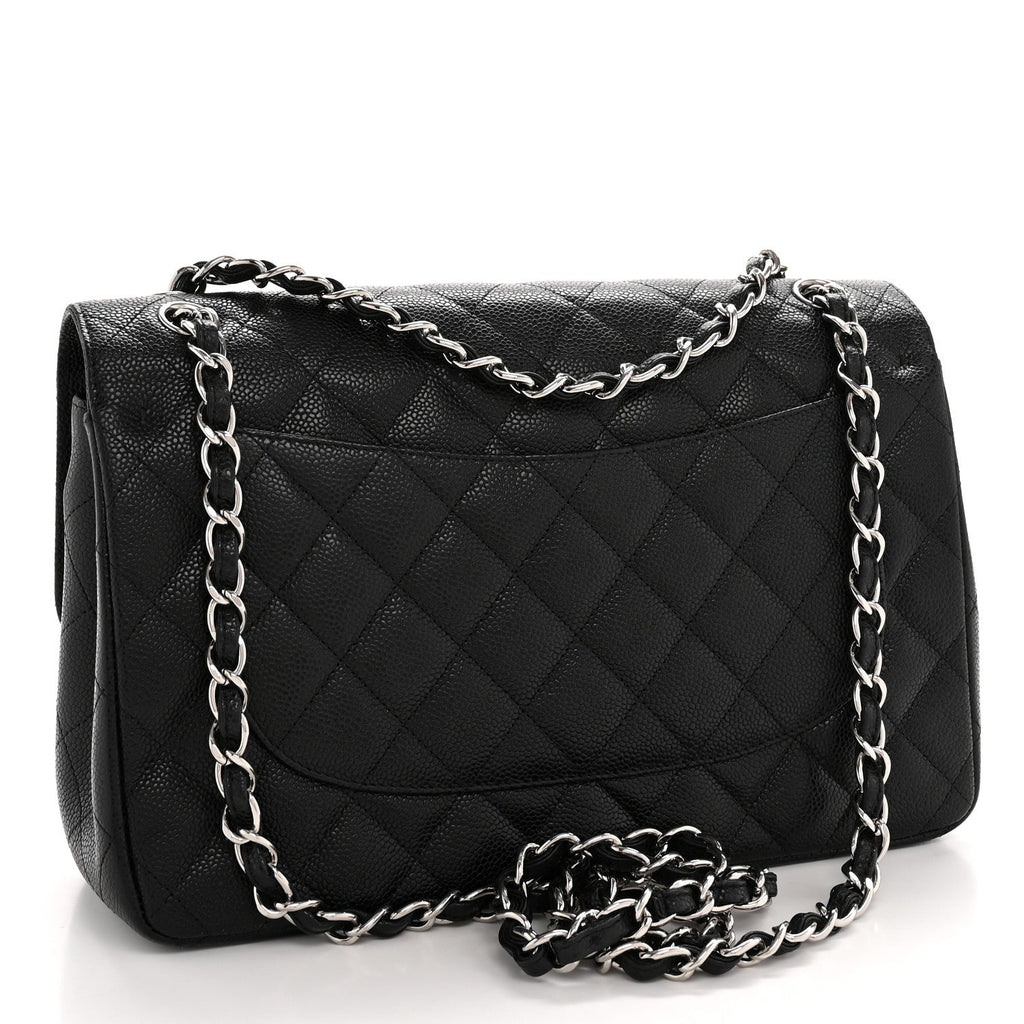 Caviar Quilted Jumbo Double Flap Black