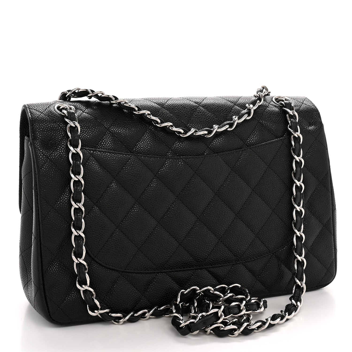 Caviar Quilted Jumbo Double Flap Black