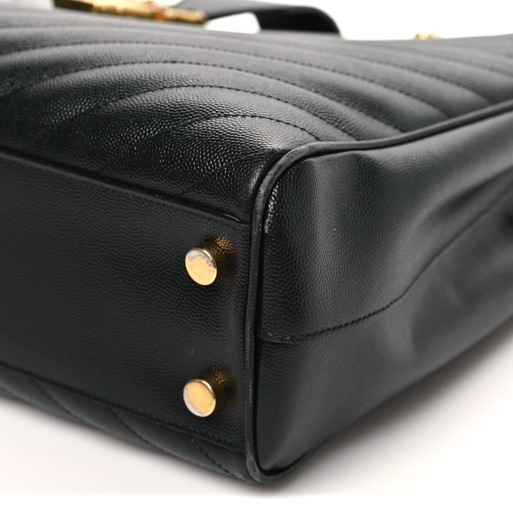 Grain De Poudre Matelasse Chevron Monogram Shopping Bag Black