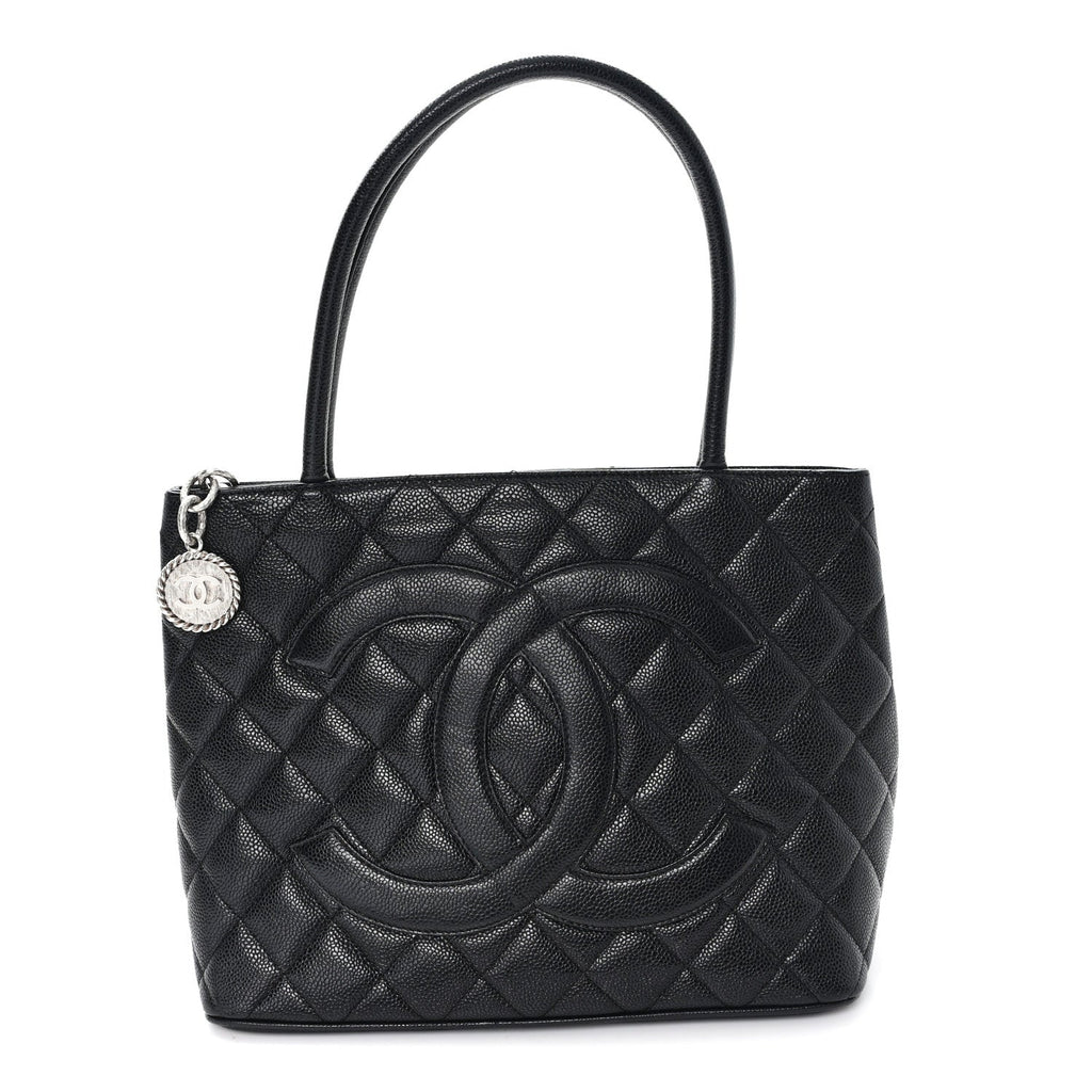 Caviar Quilted Medallion Tote Black