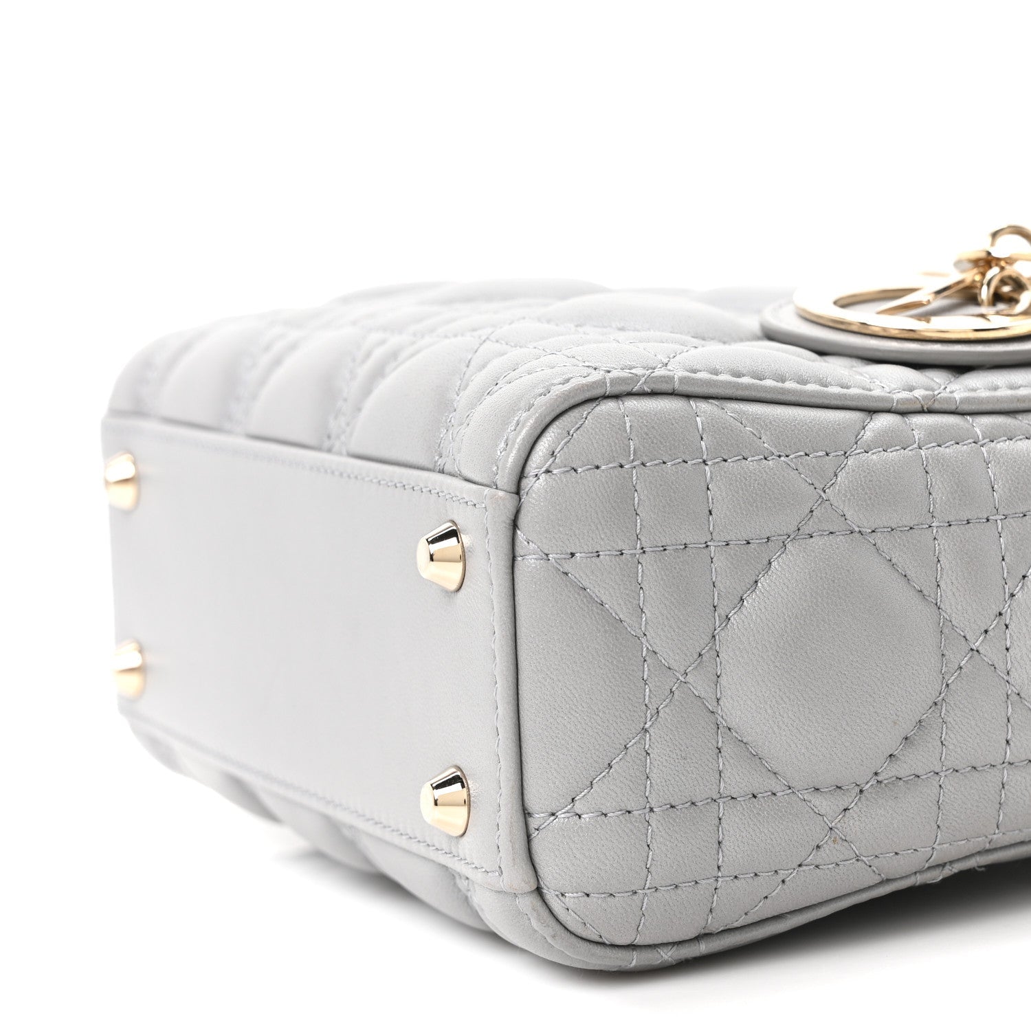 Lambskin Cannage Mini Lady Dior Gray Opaline