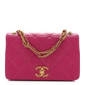 Lambskin Quilted On And On Small Chain Flap Fuchsia