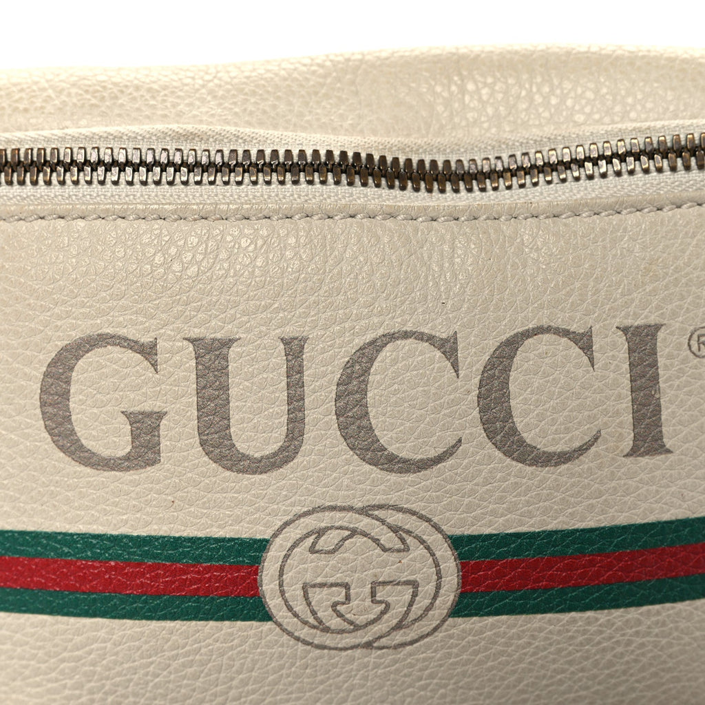 Grained Calfskin Small Logo Belt Bag White