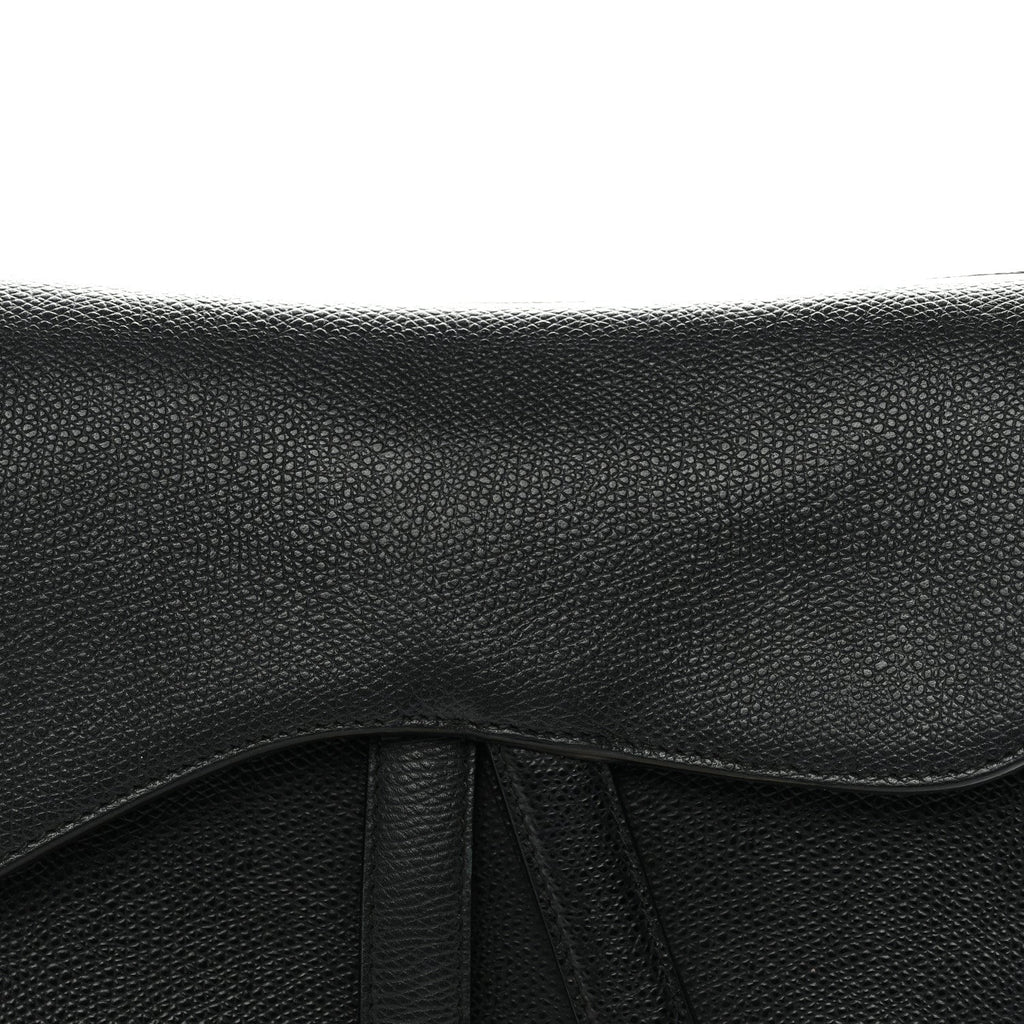 Grained Calfskin Saddle Bag Black