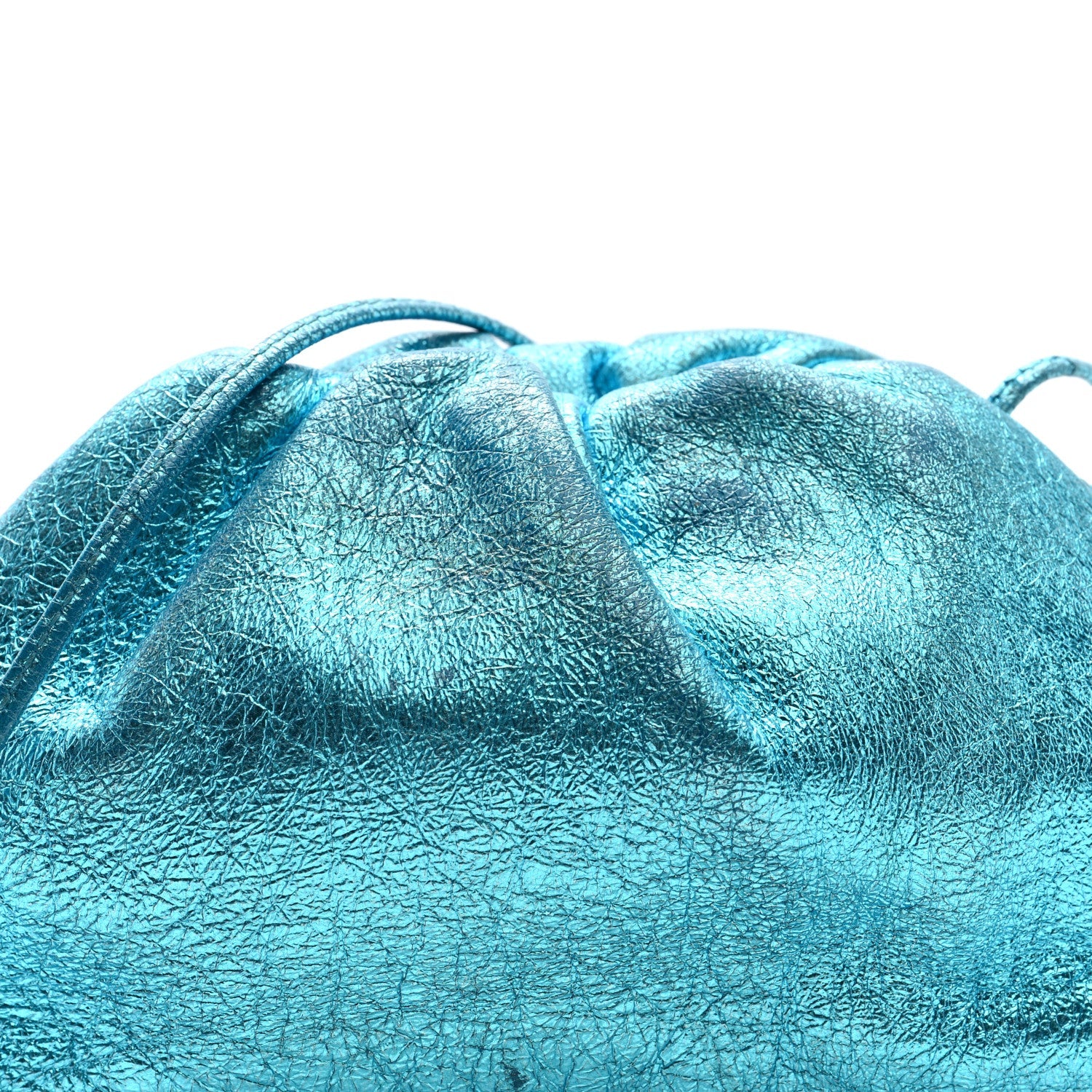 Metallic Crushed Calfskin The Mini Pouch Sky Blue