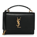 Coated Bark Calfskin Sunset Chain Wallet Black