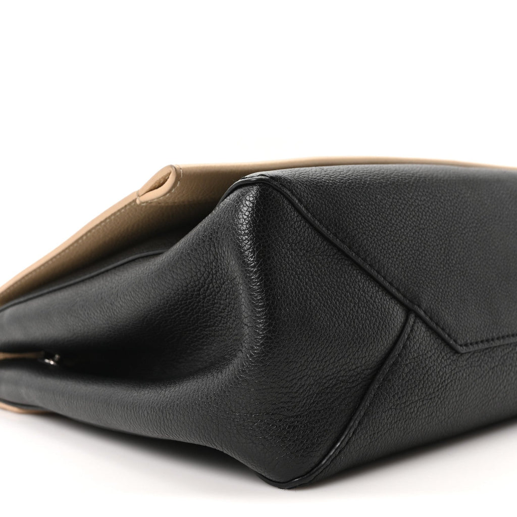 Soft Calfskin Lockme II Top Handle Vanille Black