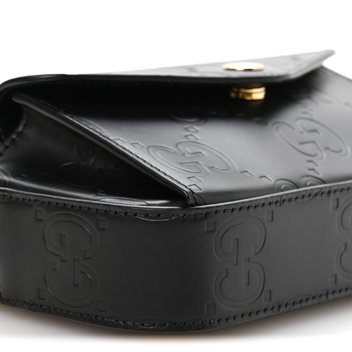 Calfskin GG Super Mini Debossed Chain Wallet Black