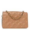 Lambskin Embossed Monogram Pochette Coussin Camel
