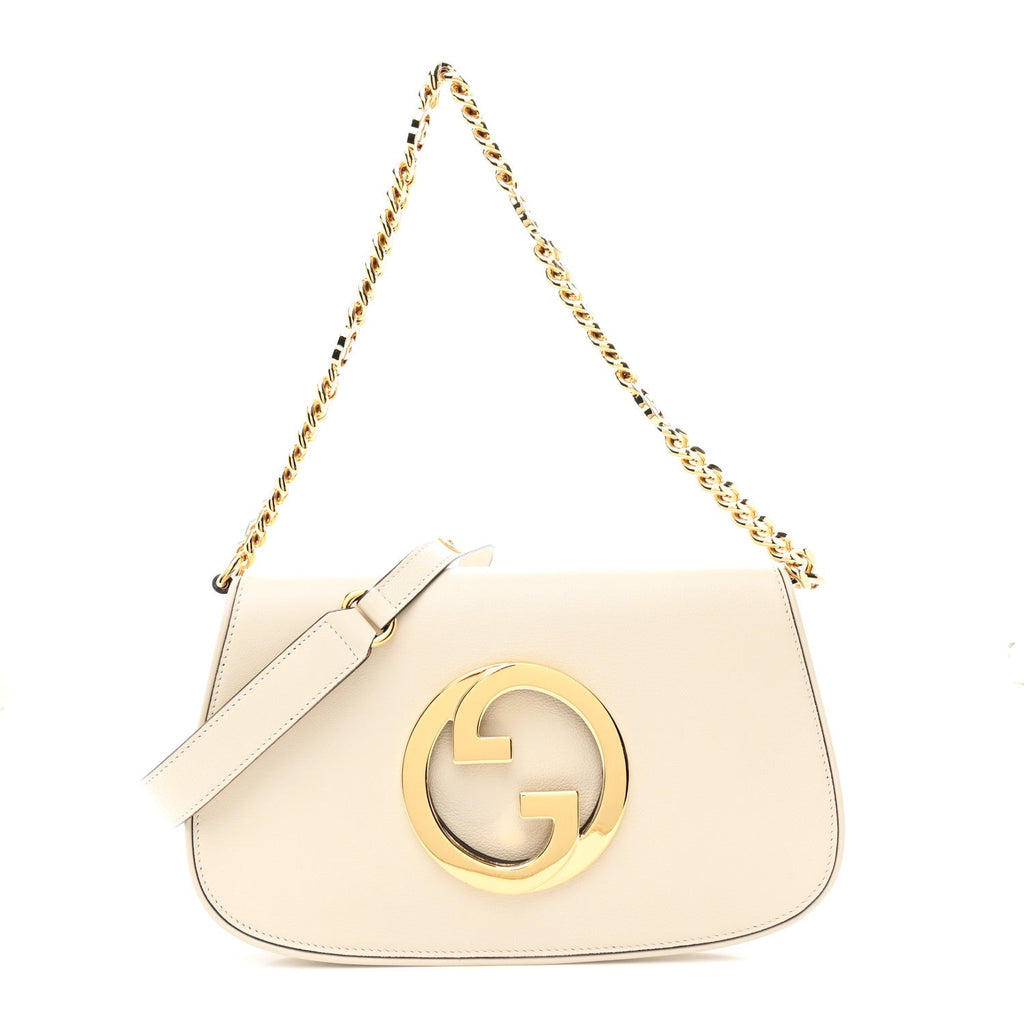 Roxy Calfskin Blondie Chain Shoulder Flap Bag Mystic White