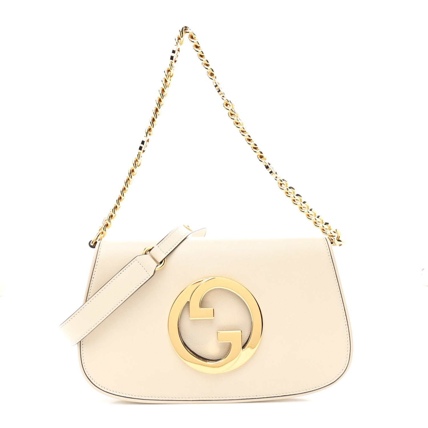 Roxy Calfskin Blondie Chain Shoulder Flap Bag Mystic White