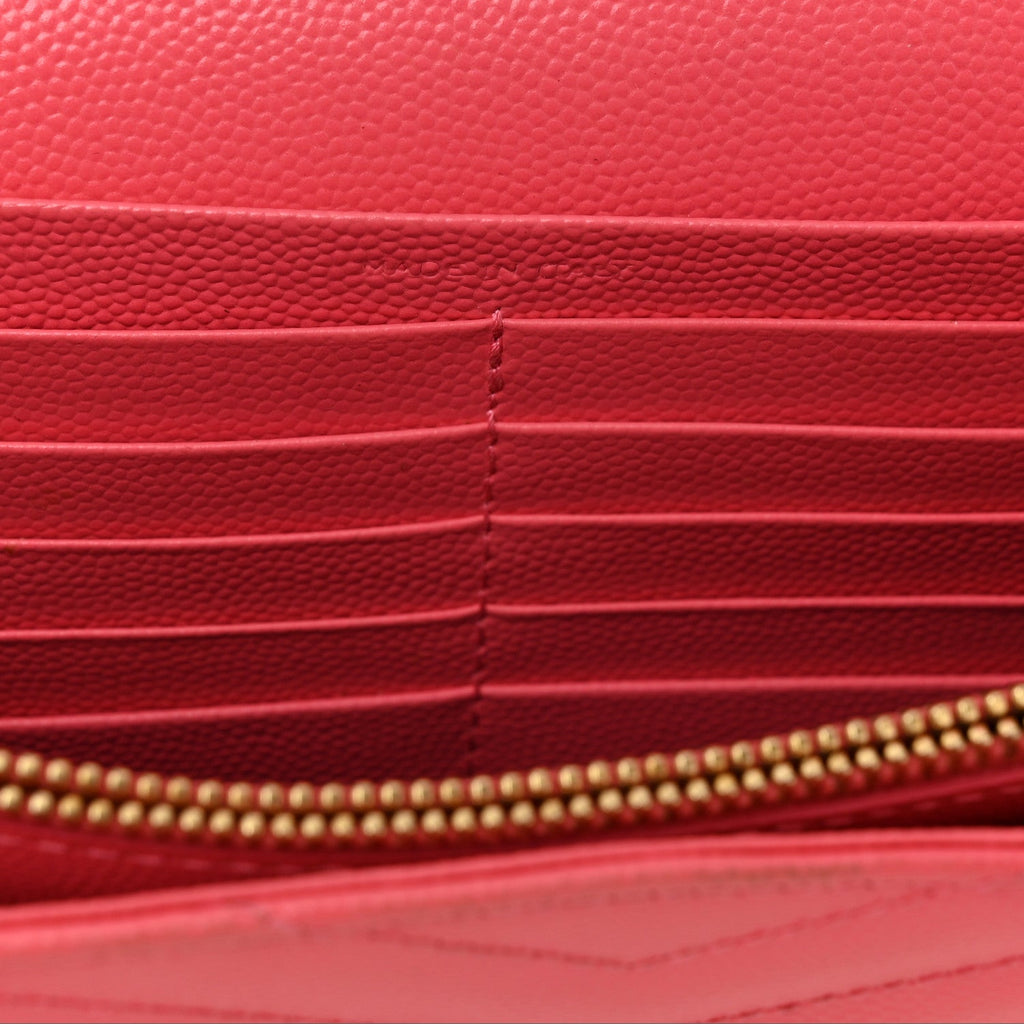Grain De Poudre Matelasse Chevron Monogram Chain Wallet Rose Clair
