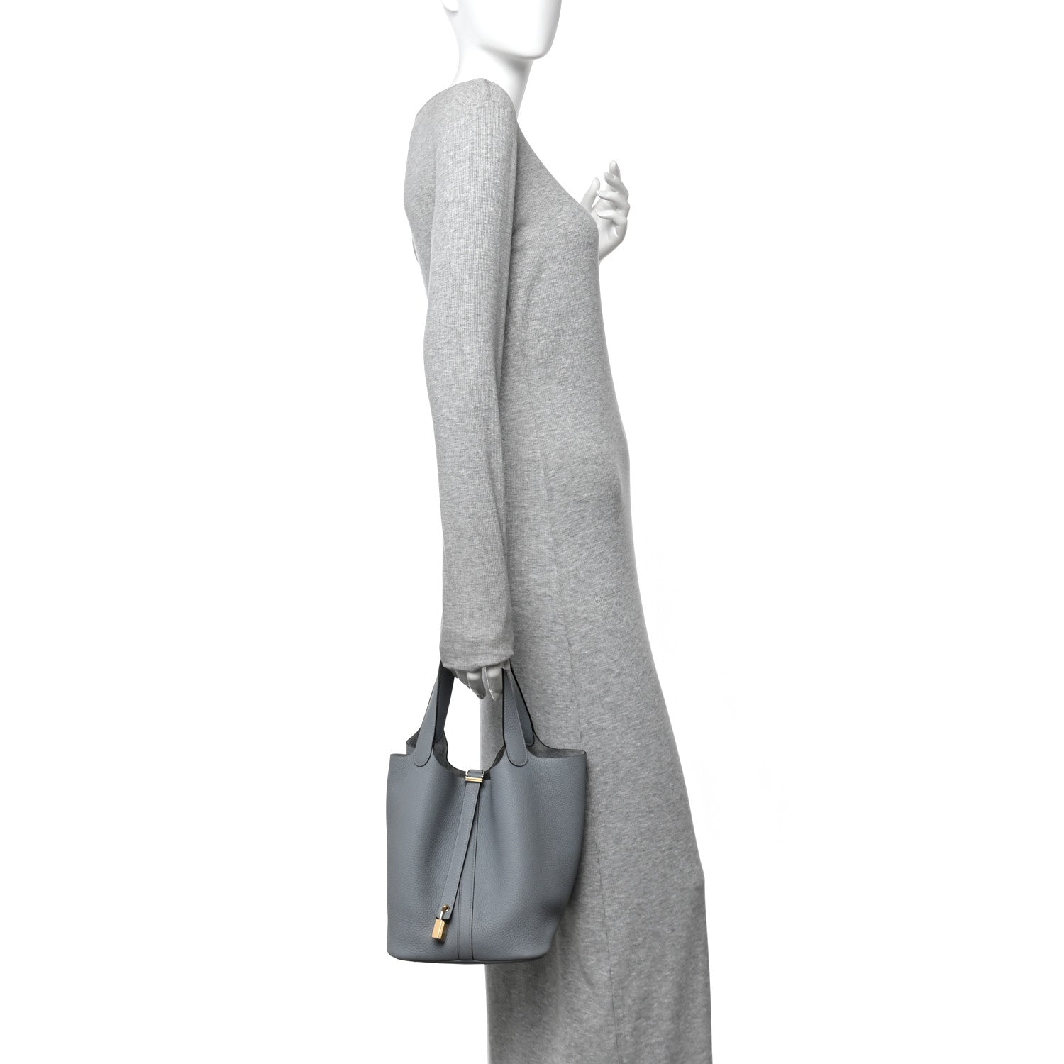 Taurillon Clemence Picotin Lock 22 MM Gris Pantin