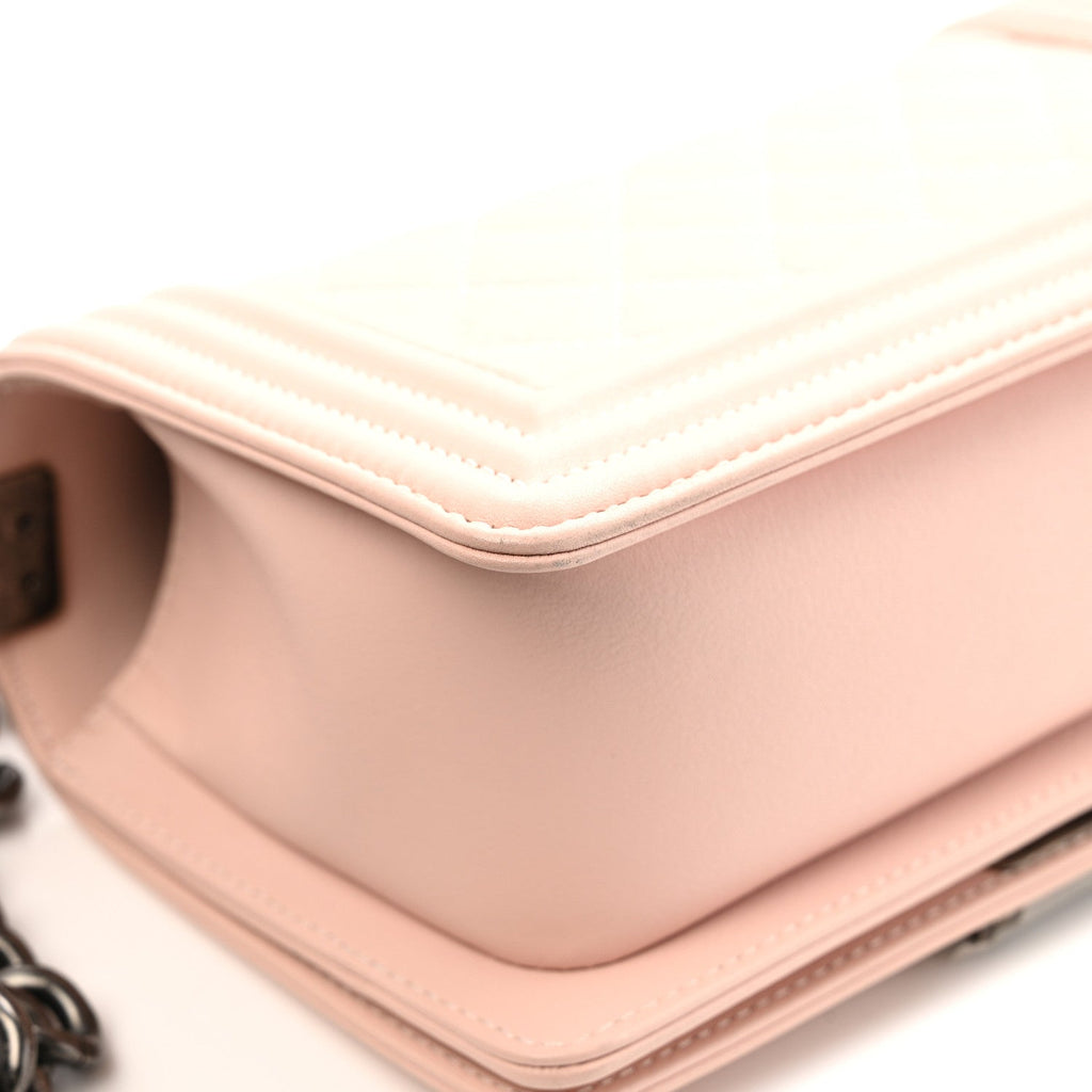 Calfskin Quilted Small Boy Flap Light Pink