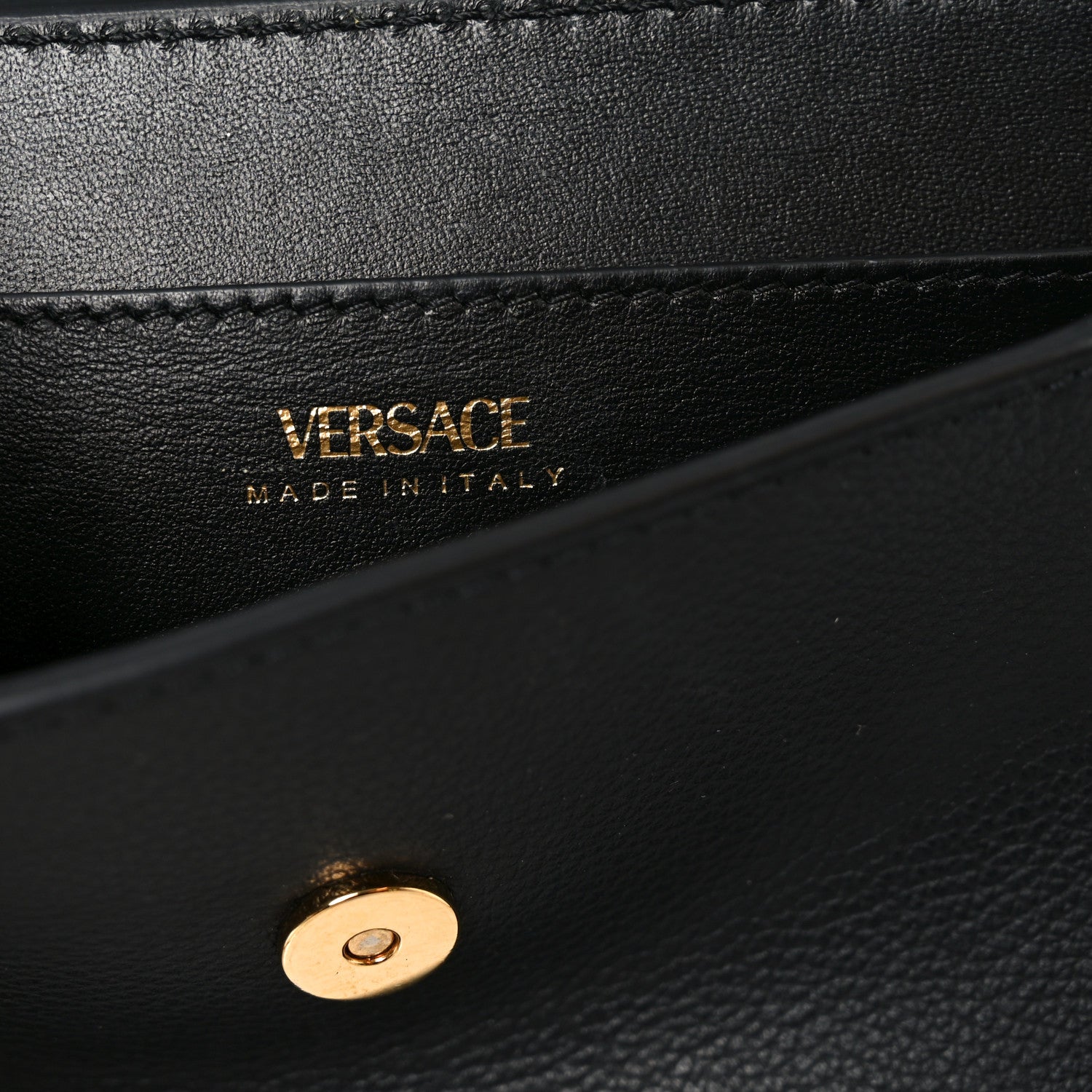 Calfskin Medusa Whipstitch Envelope Clutch Black White