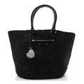 Raffia Woven Large Le Cagole Panier Tote Black