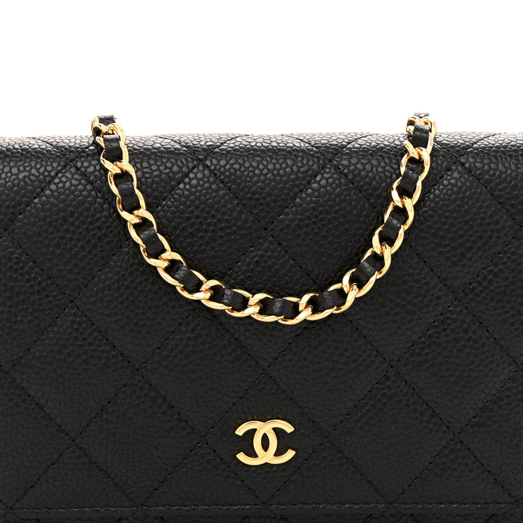 Caviar Quilted Wallet On Chain WOC Black