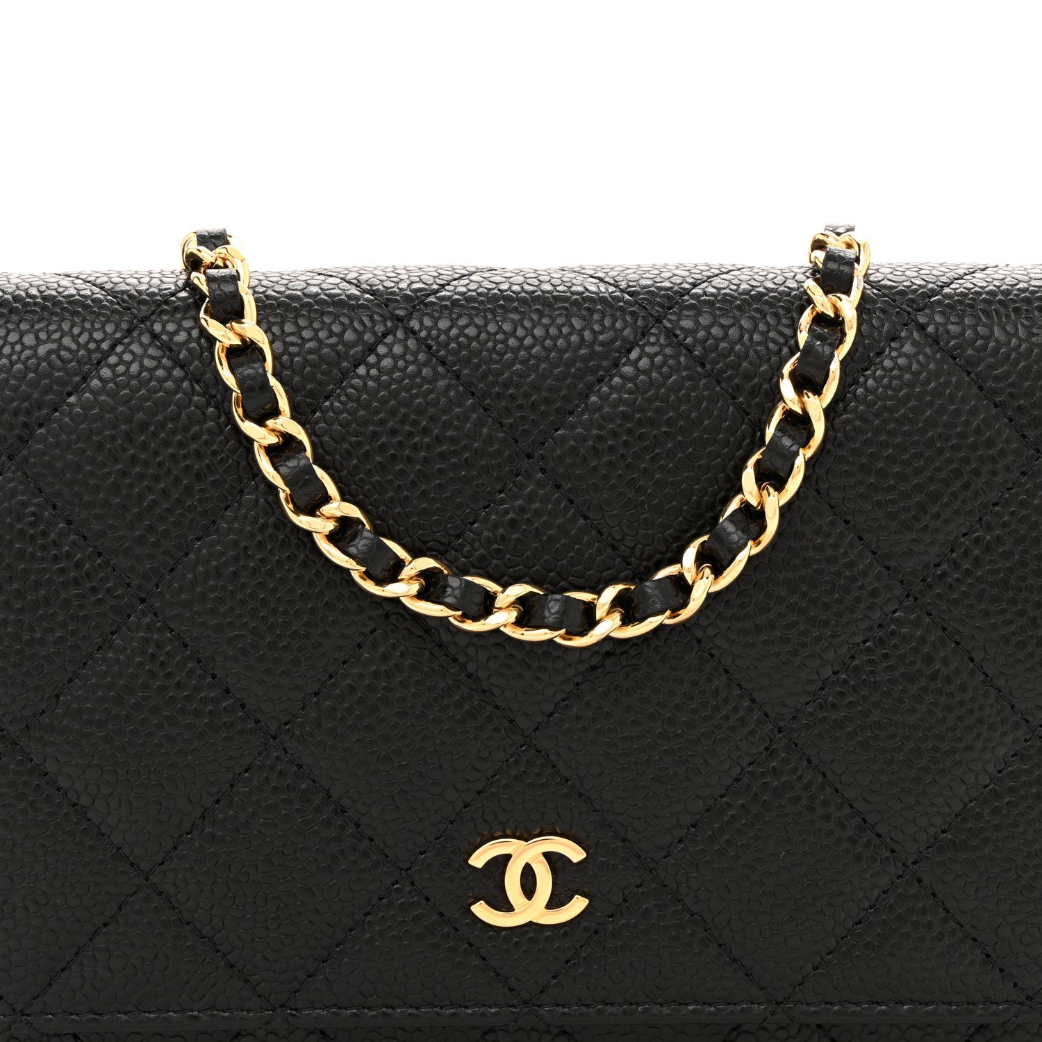 Caviar Quilted Wallet On Chain WOC Black