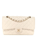 Caviar Quilted Medium Double Flap White