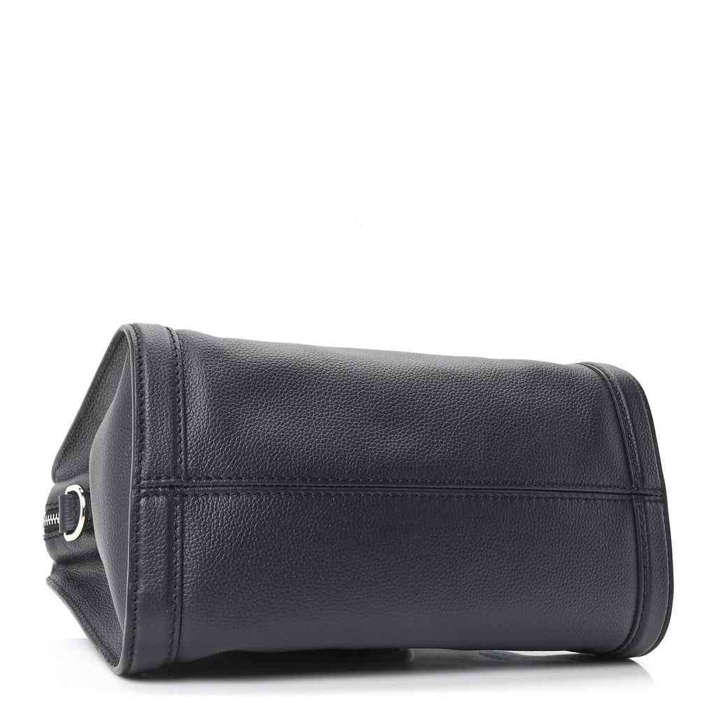 Pebbled Calfskin Small Skull Padlock Zip Around Tote Navy