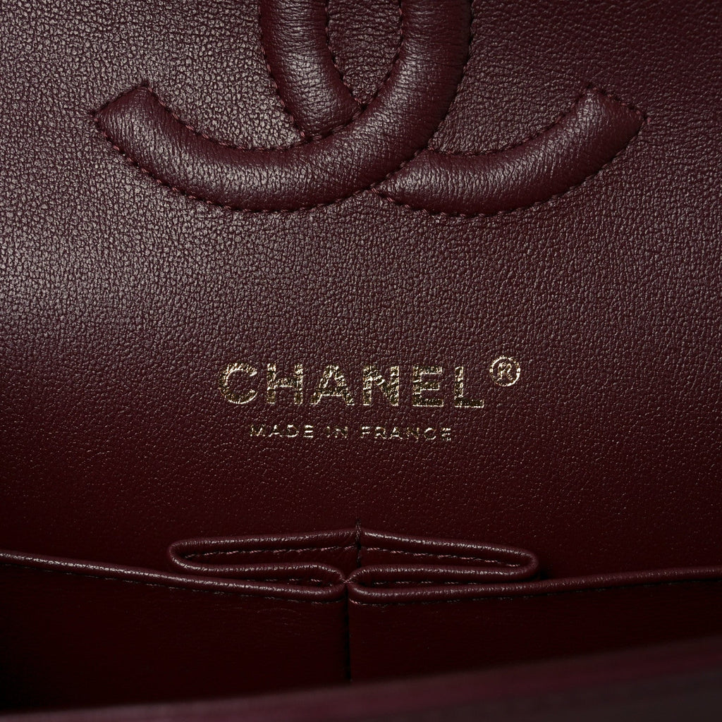 Lambskin Quilted Medium Double Flap Burgundy