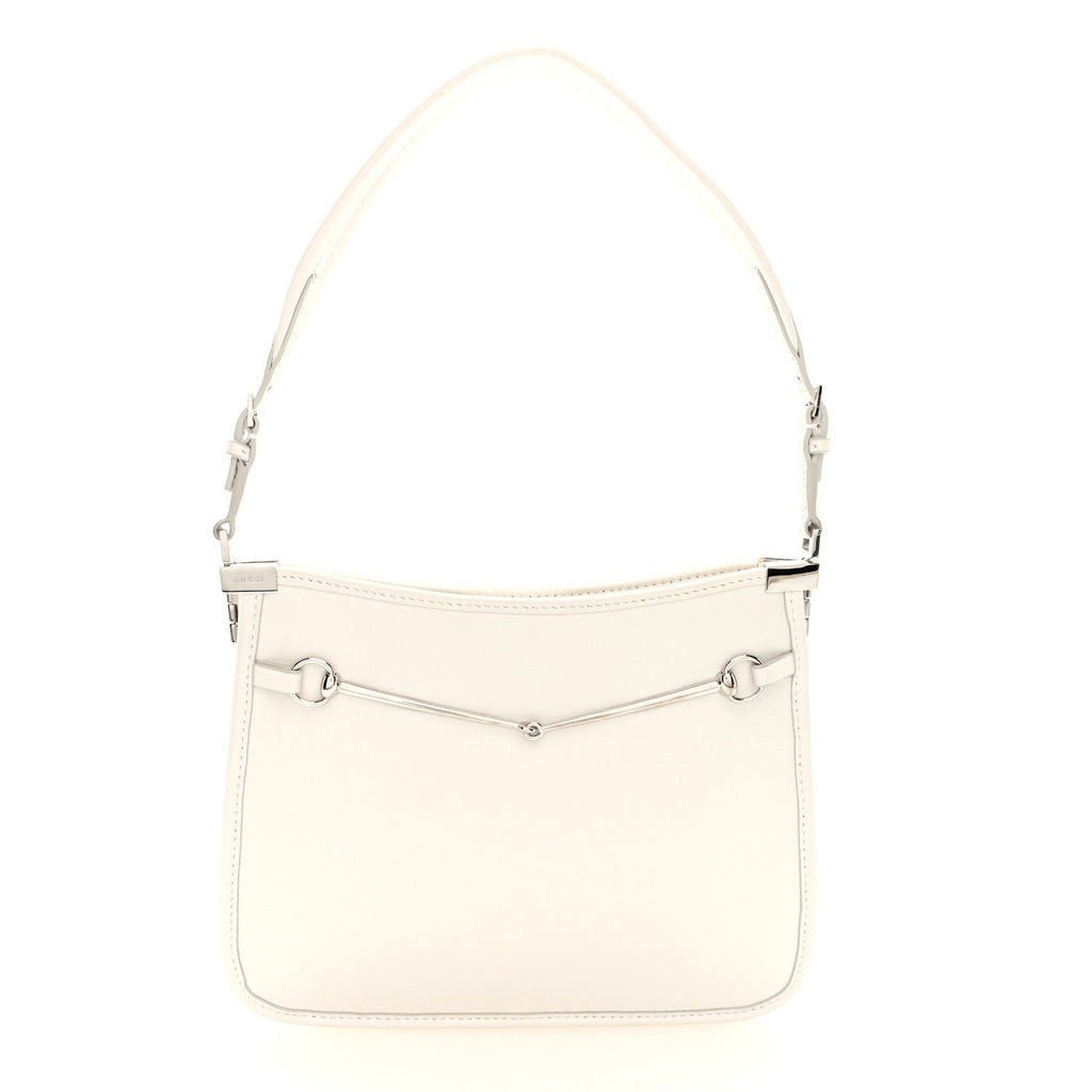 Calfskin Horsebit Slim Shoulder Bag White