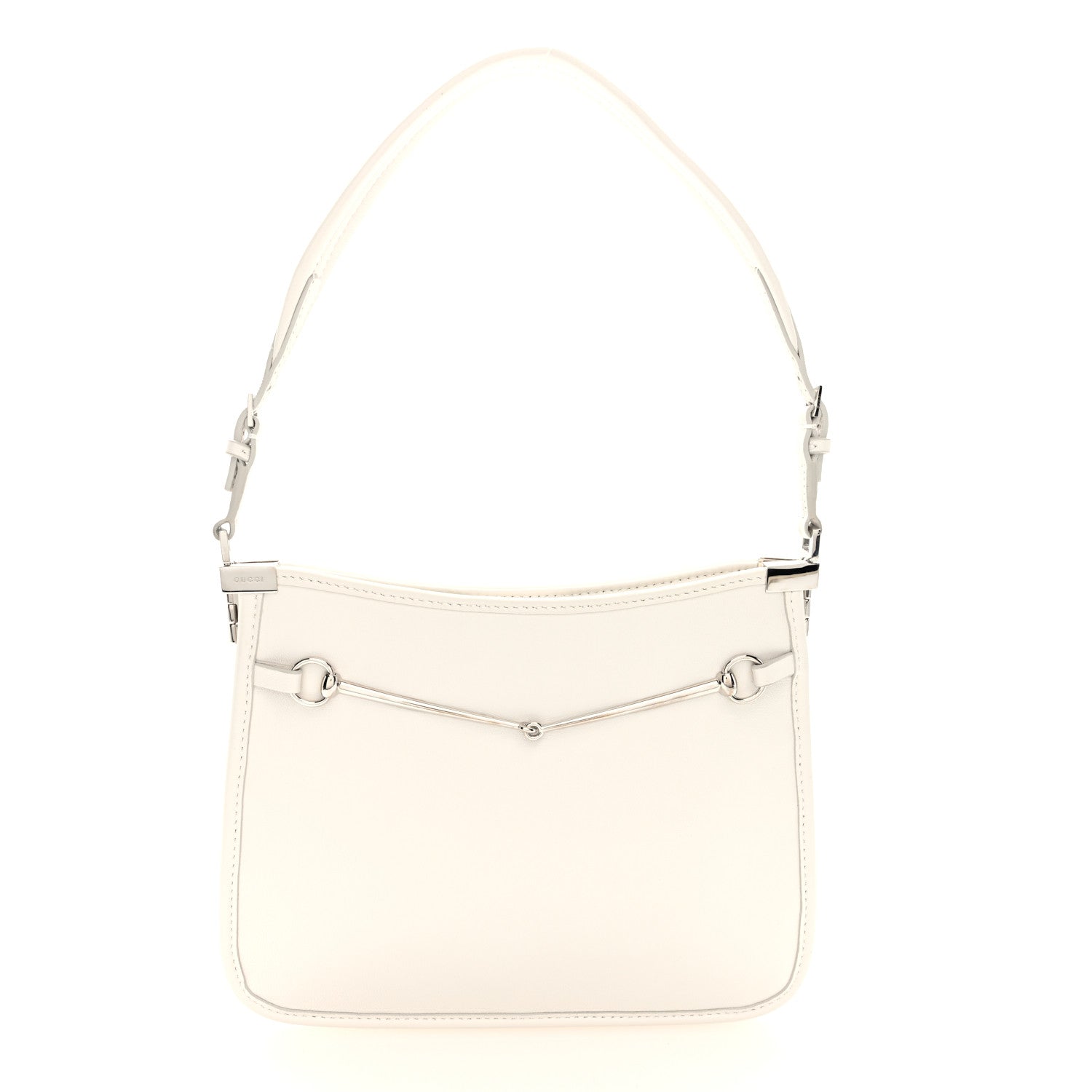 Calfskin Horsebit Slim Shoulder Bag White