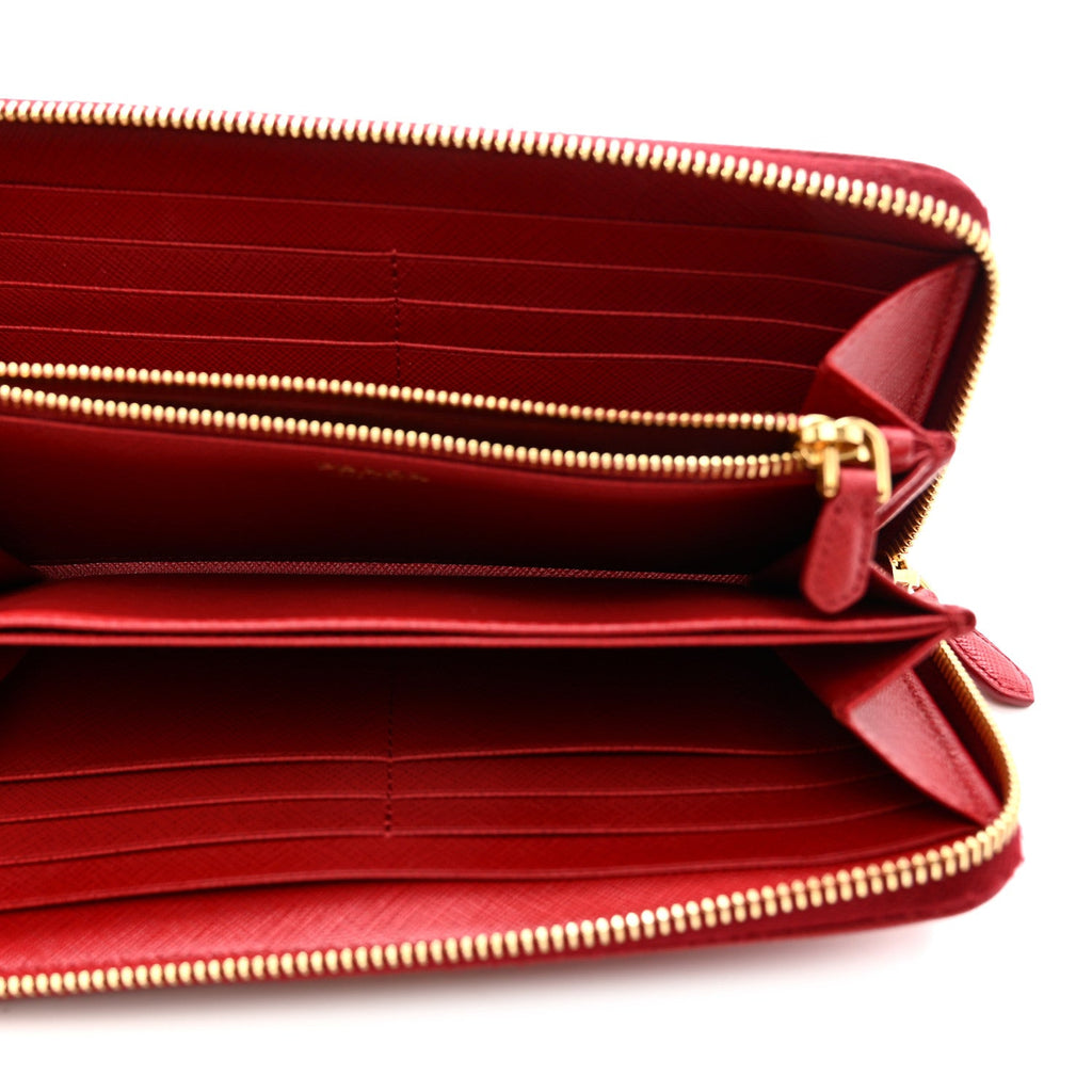 Saffiano Metal Zip Around Wallet Fuoco