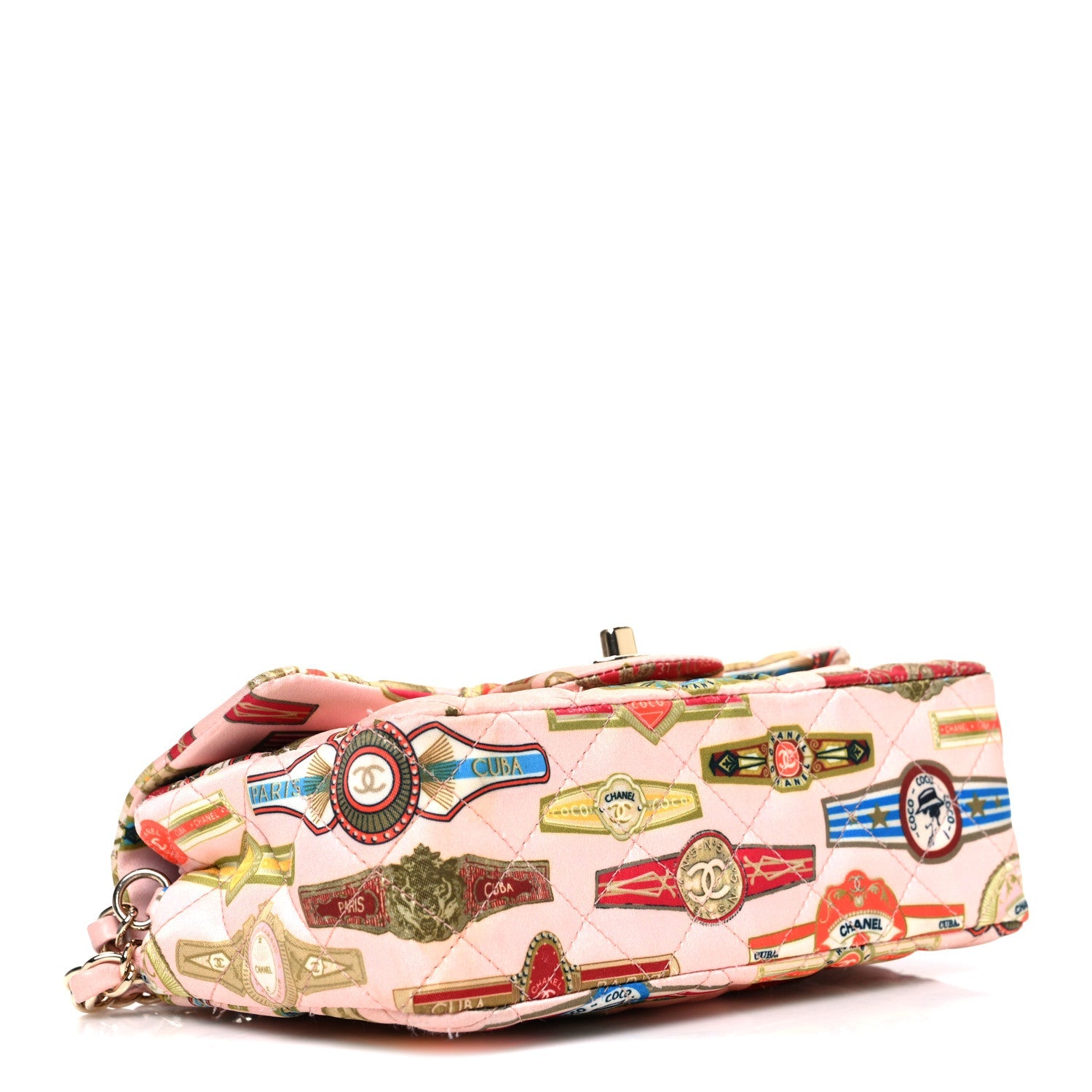 Satin Paris Cuba Cigare Print Mini Flap Pink