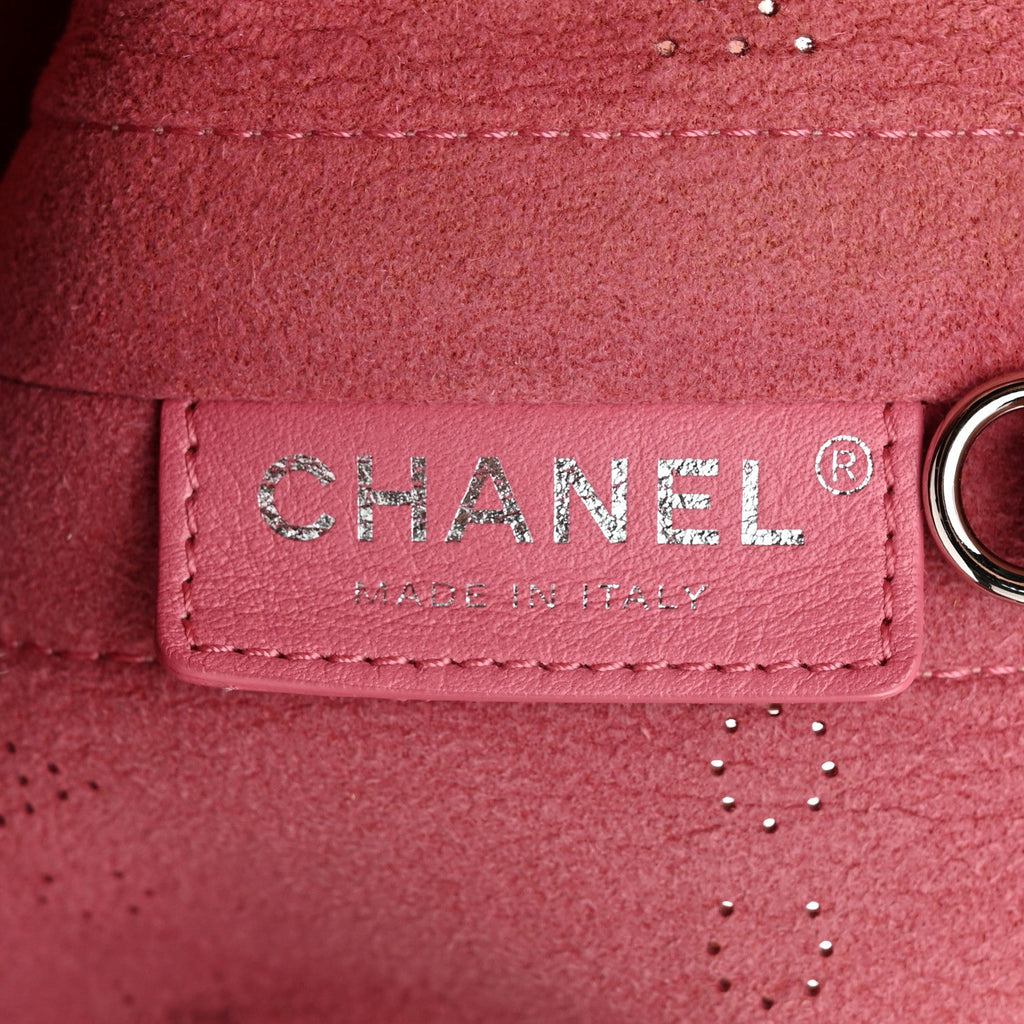 Calfskin Tweed Small Logo Eyelets Shopping Tote Pink
