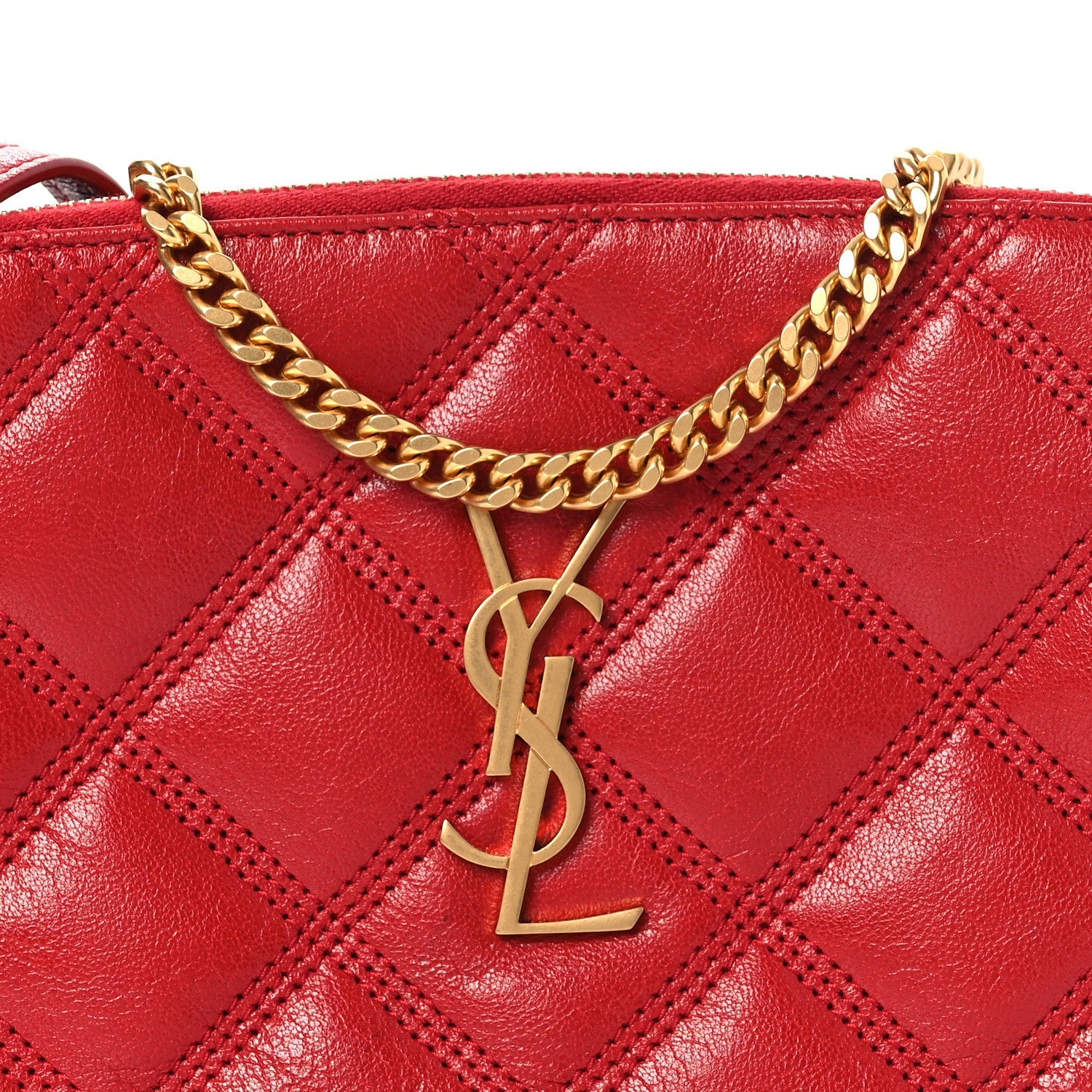 Grained Lambskin Quilted Mini Becky Double Zip Bag Rouge Eros