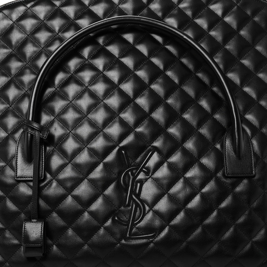 Calfskin Quilted ES Giant Travel Bag Black