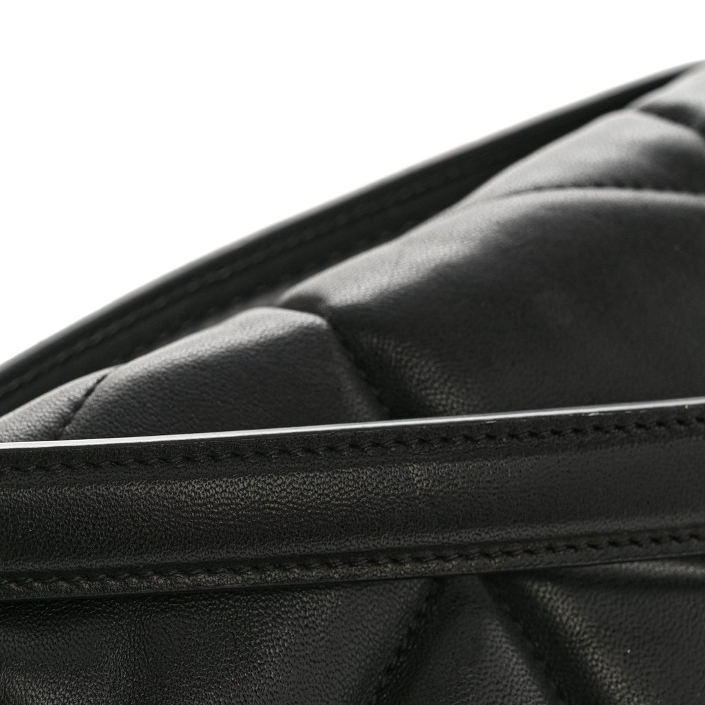 Lambskin Quilted Monogram Monochrome Small Loulou Puffer Chain Satchel Black