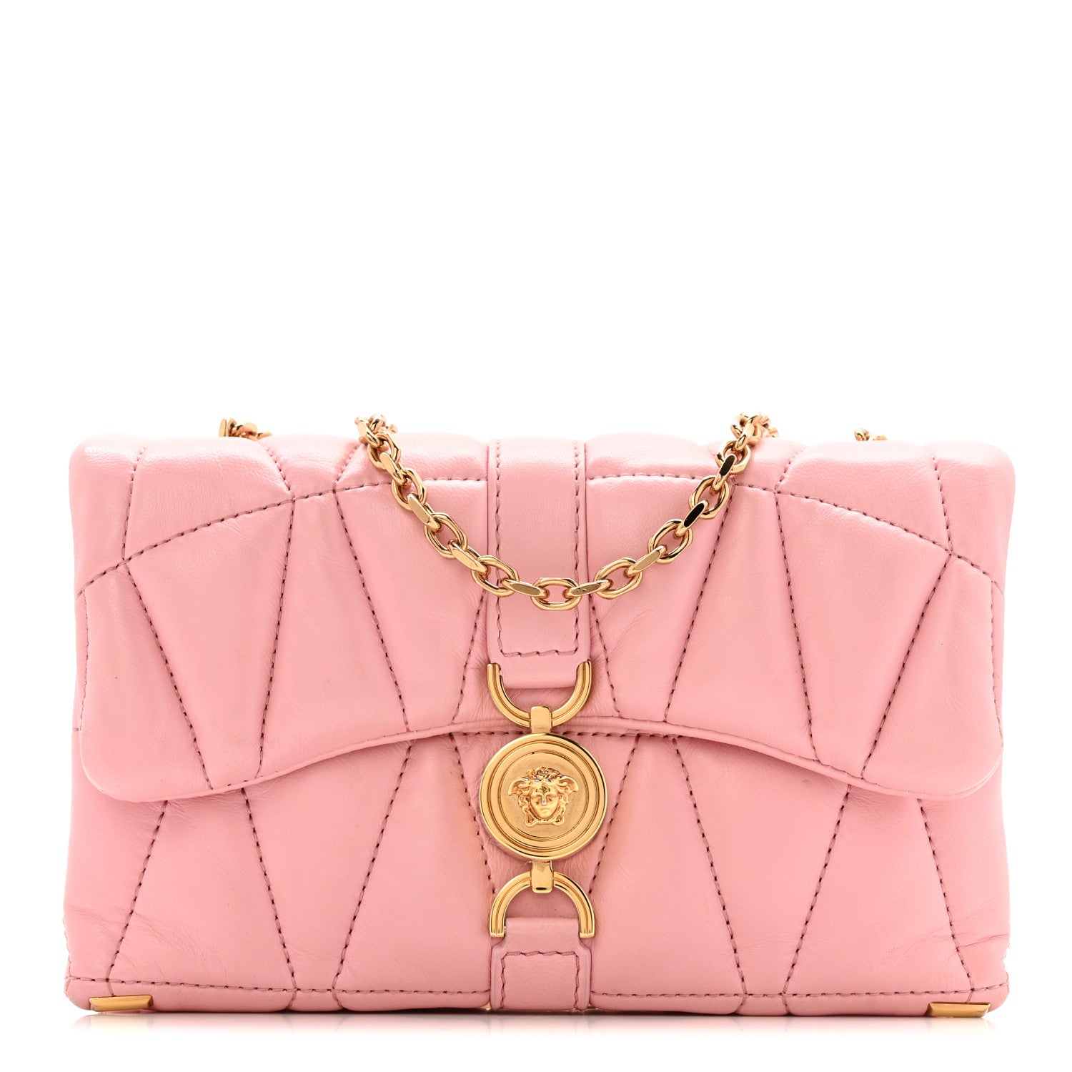 Lambskin Quilted Mini Kleio Crossbody Bag Light Pink