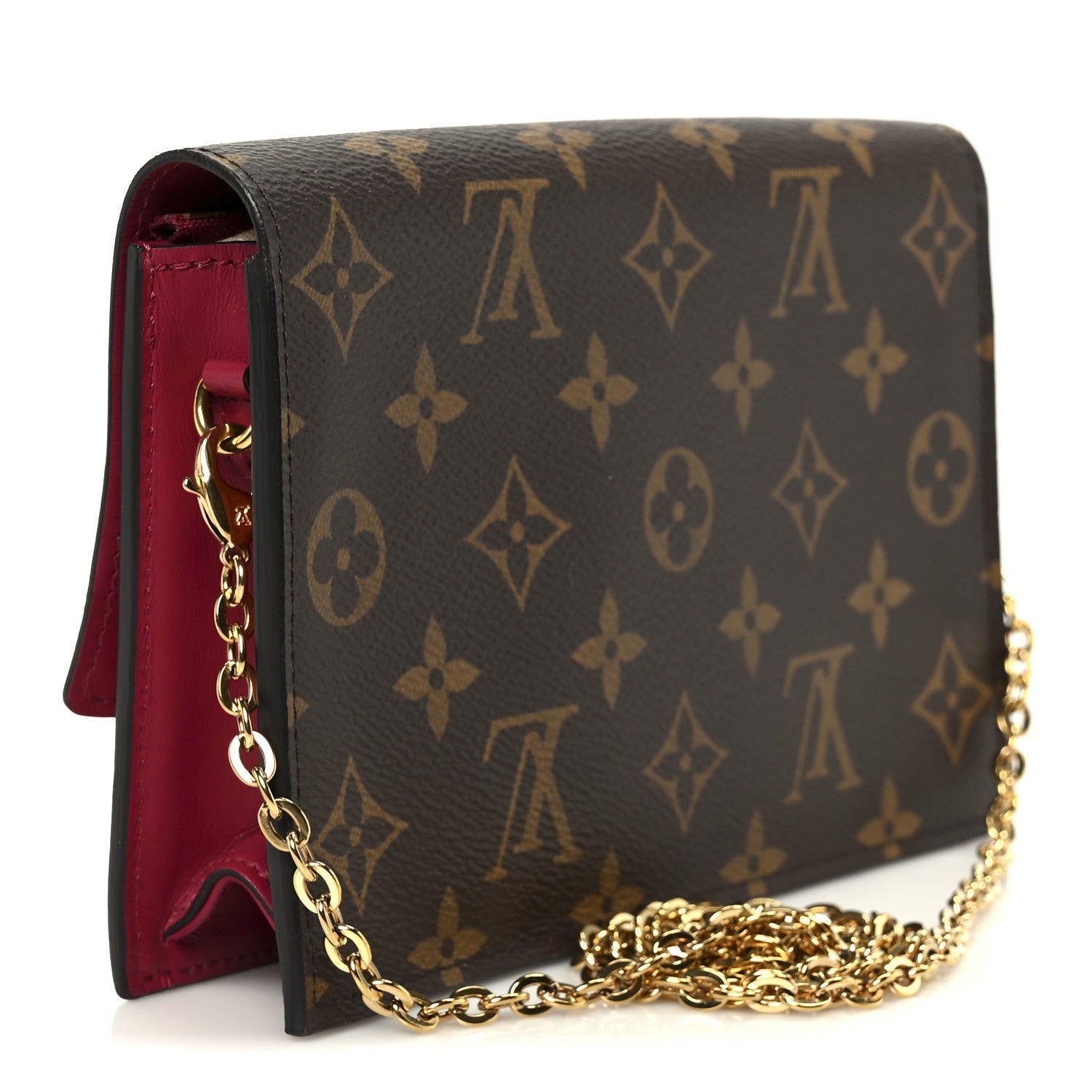Monogram Flore Chain Wallet Fuchsia