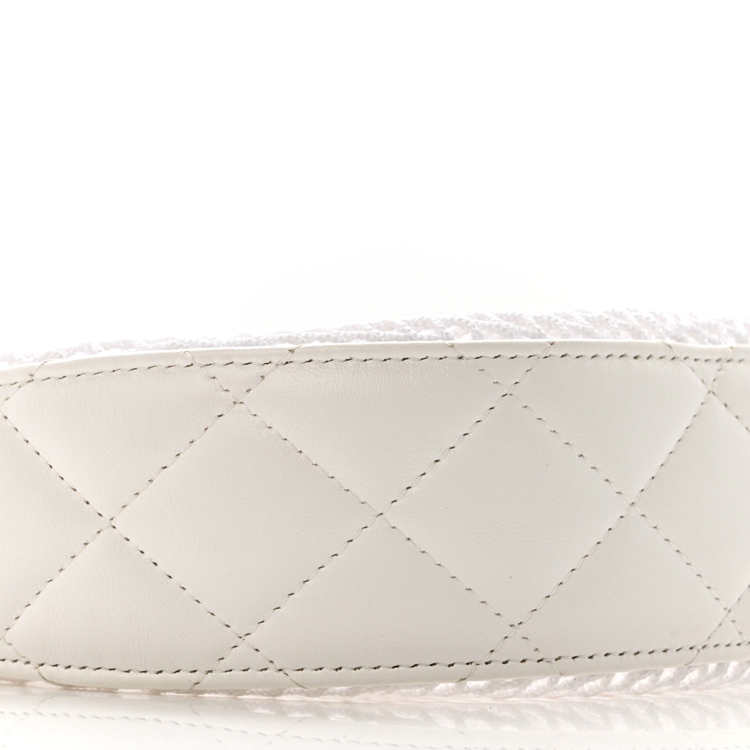 Mesh Shiny Lambskin Chain Hobo White