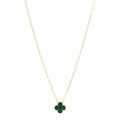 18K Yellow Gold Malachite Vintage Alhambra Pendant Necklace