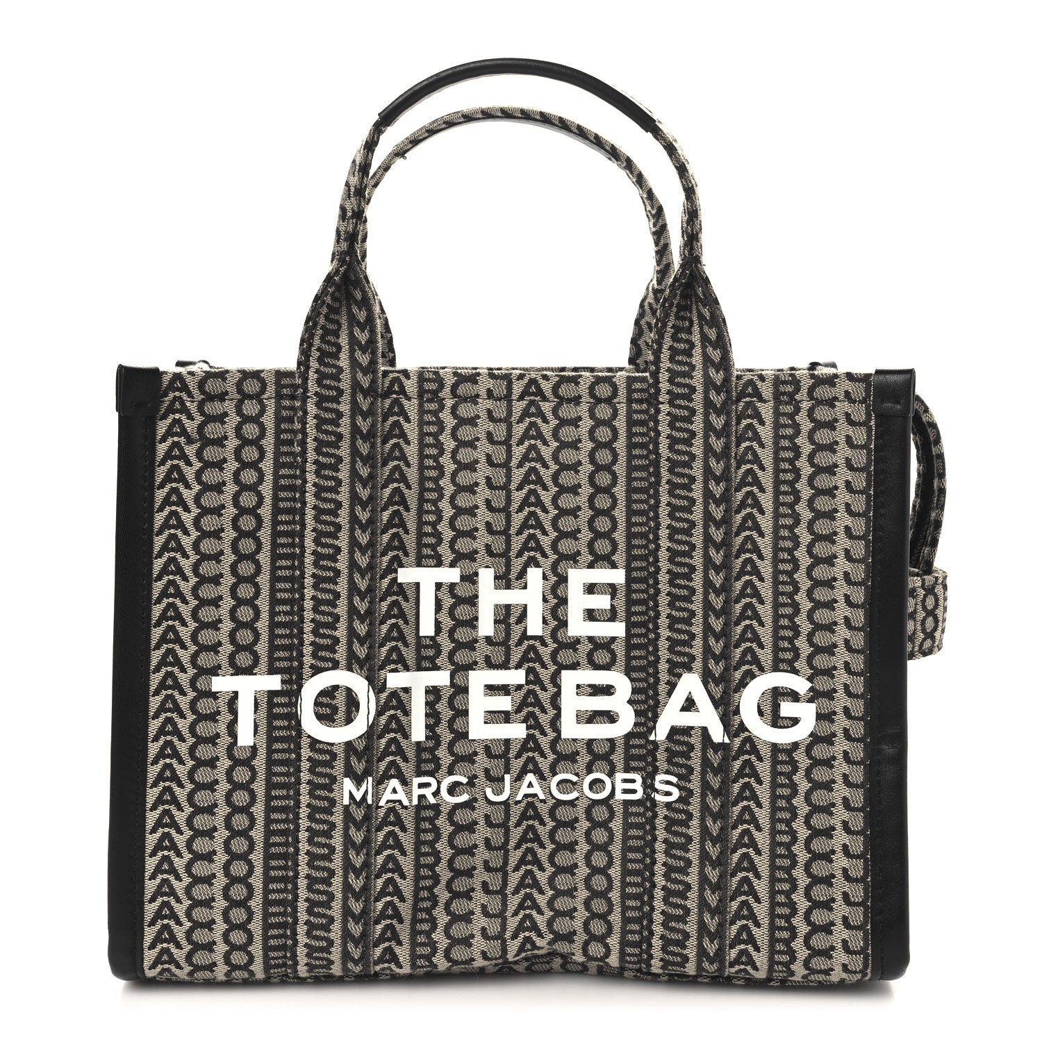 Cotton Jacquard Monogram Medium The Traveler Tote Bag Beige Multicolor