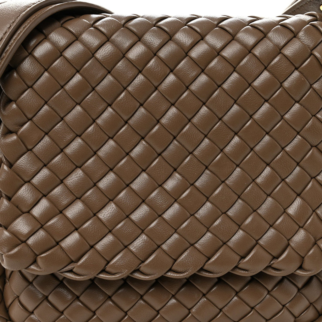 Nappa Intreccio Mini Cobble Shoulder Bag Taupe Grey