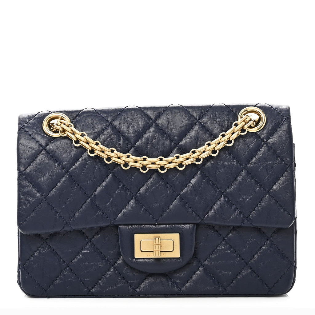 Aged Calfskin Quilted 2.55 Reissue Mini Flap Navy