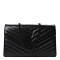 Grain De Poudre Matelasse Chevron Monogram Monochrome Chain Wallet Black