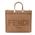 Flannel Vitello King Wool Plexiglass FF Logo Embroidered Medium Fendi Sunshine Shopper Tote Camel Sand