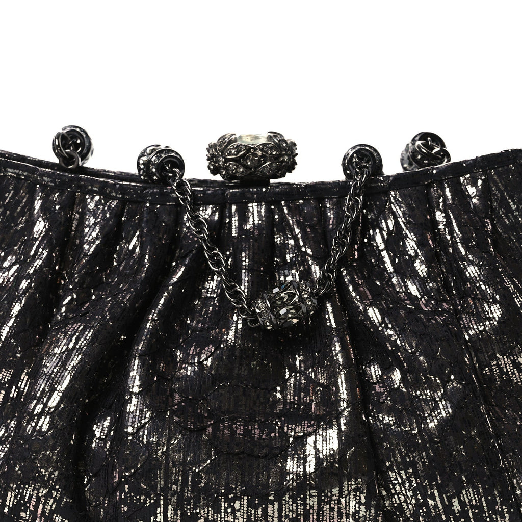 Snakeskin Crystal Evening Clutch Black Silver