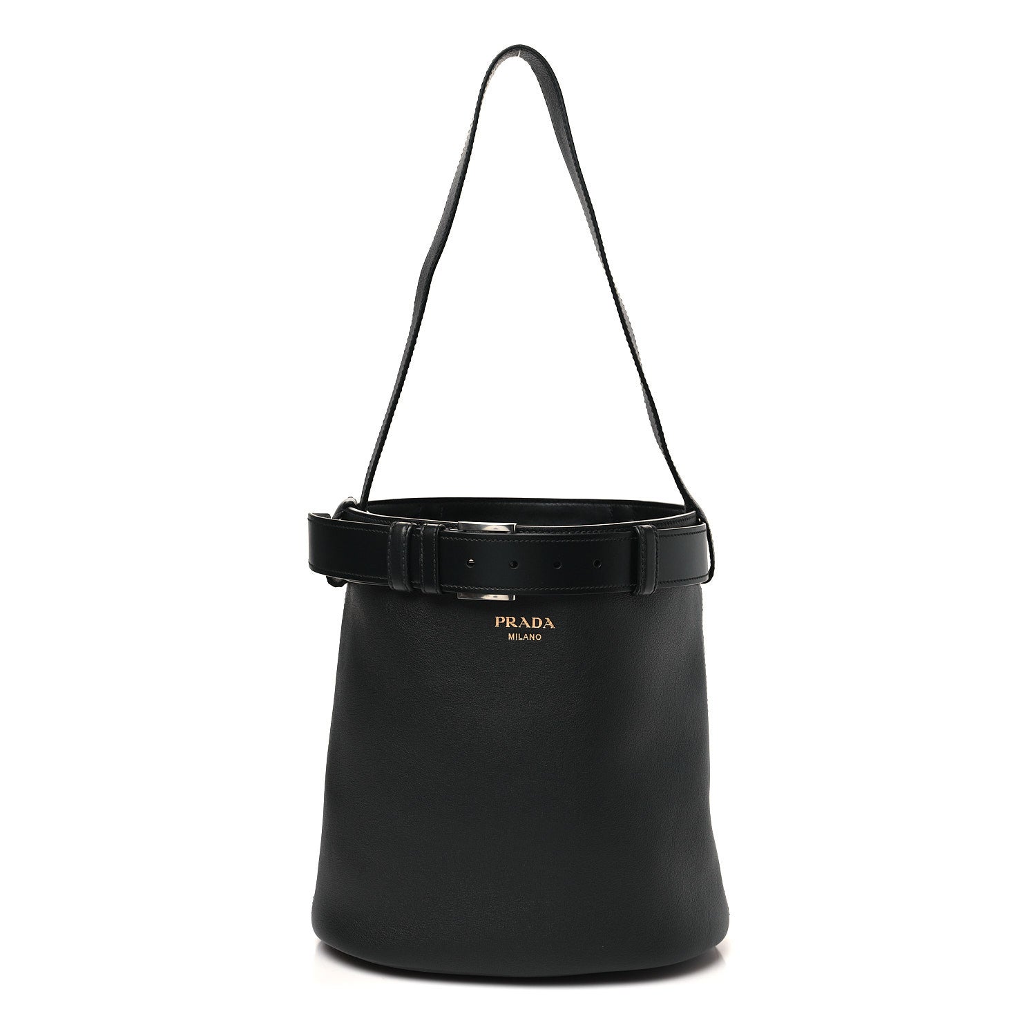 Soft Grained Vitello Daino Secchiello Bucket Bag Black