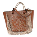 Smooth Calfskin Anagram Fringe Tote Tan