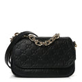 GG Calfskin Embossed Emblem Arabella Bag Black