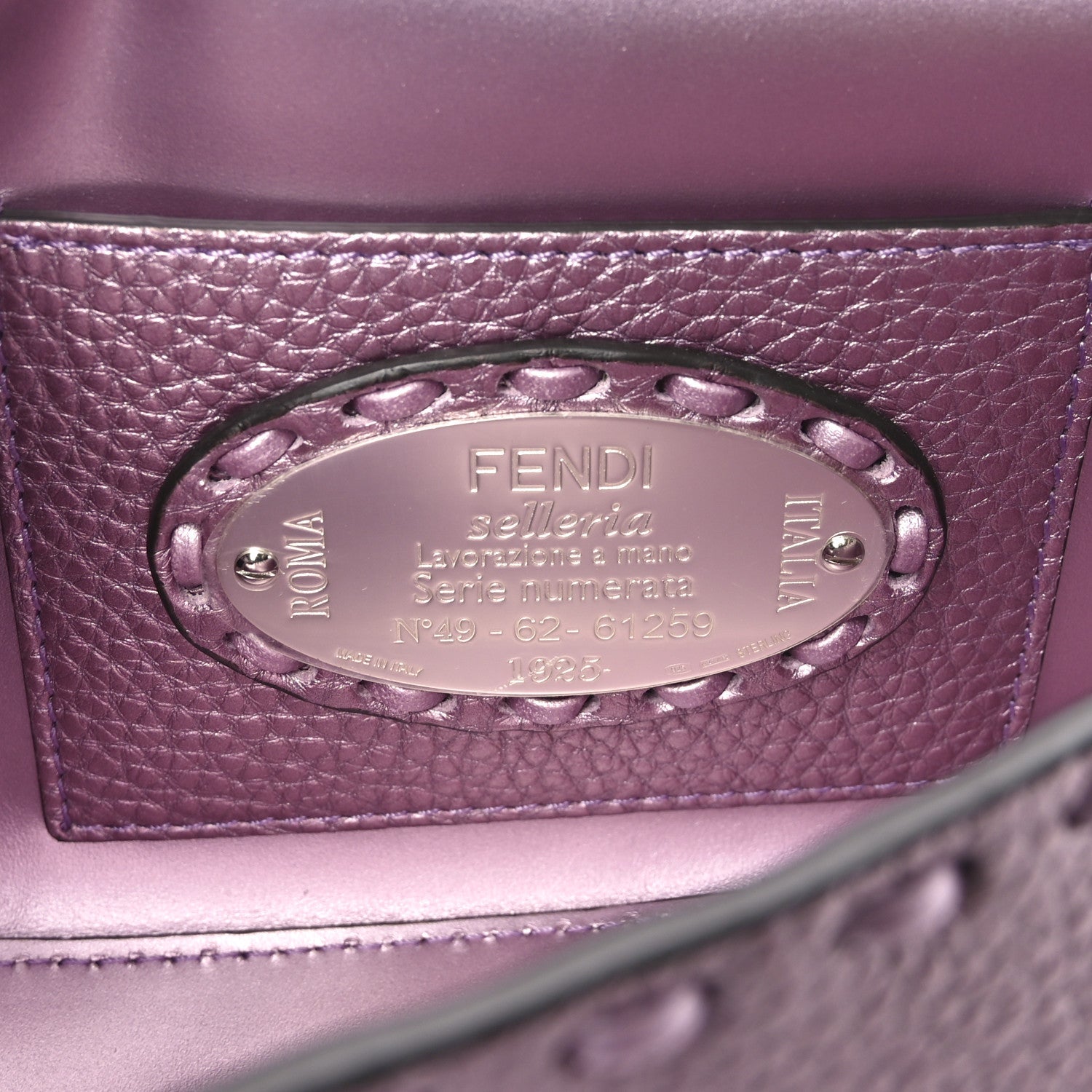 Metallic Cuoio Roma Sellerissima Nappa Sintetica Tape Stitch Mini Baguette Rosa Placca Argento