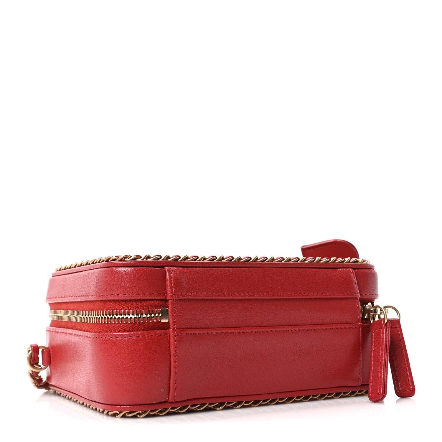 Goatskin Quilted Small CC Filigree Vanity Case Red
