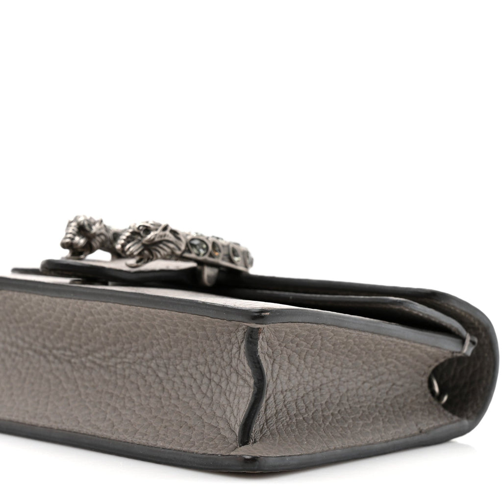 Dollar Calfskin Crystal Super Mini Dionysus Shoulder Bag Dusty Grey Black Diamond