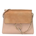 Calfskin Suede Medium Faye Shoulder Bag  Cement Pink